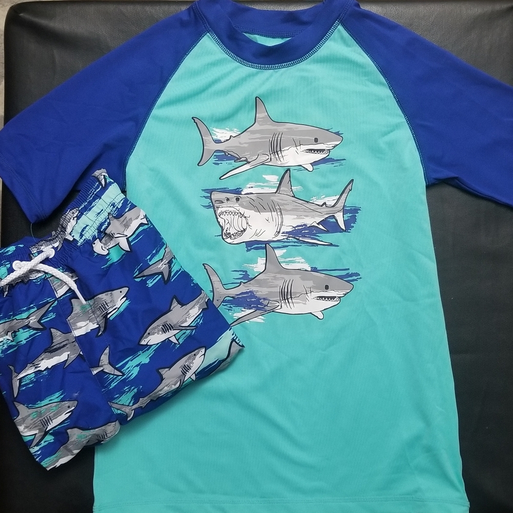 Place Sport Boys Graphic Size 14 Blue Turq Swim Set